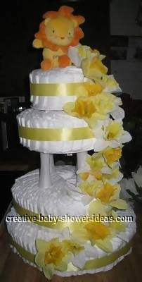 4 tier boutique style lion diaper cake