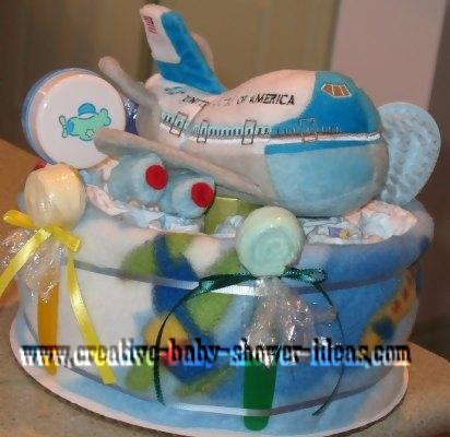 boy airplane nappy cake