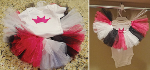 fushia glitter, white and black tulle baby tutu