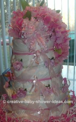 elegant pink diaper cake
