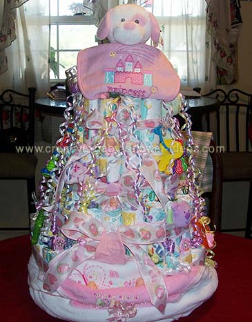 pink princess dog diaper cake