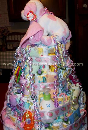 side of princess baby shower diaper cake