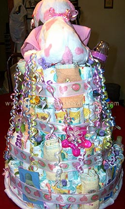 back of princes diaper cake