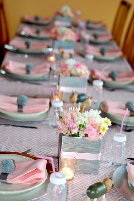 pink and grey baby shower