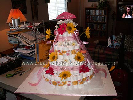 gergera daisy princess castle diaper cake