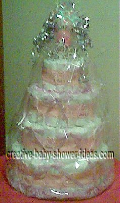 pink and silver princess diaper cake