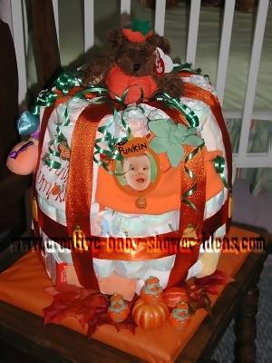 little pumpkin baby diaper cake