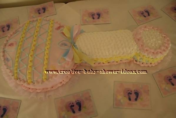 pastel rattle baby shower cake
