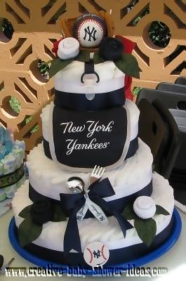 red sox and yankees diaper cake