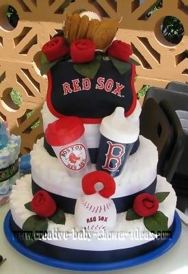 red sox yankees diaper cake