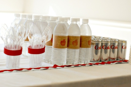 back to school baby shower drinks They wrapped water bottles with paper and