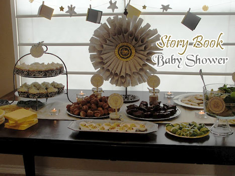 story book baby shower table