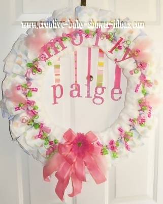 pink baby diaper wreath