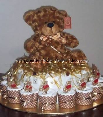teddy bear diaper cupcakes