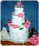 pink and white towel cake