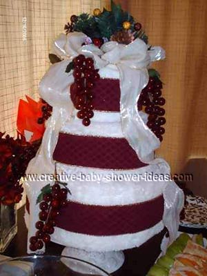 maroon christmas towel cake