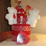 red and white bears valentine towel cake