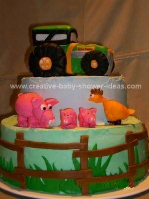 John Deere Tractor and Farm Animals Cake