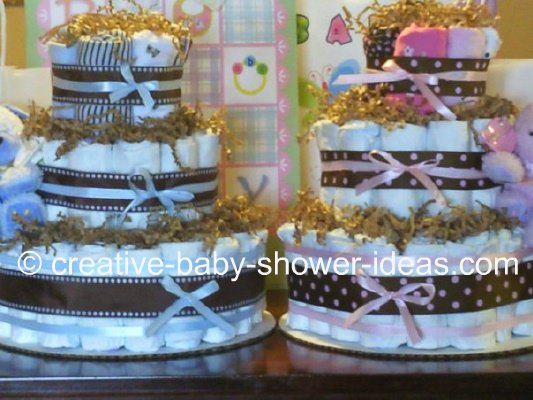 modern twin diaper cake