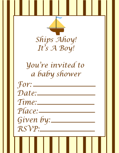 boy ships ahoy baby shower invitations