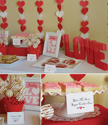 valentine baby shower food table