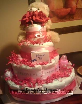 valentines bear diaper cake