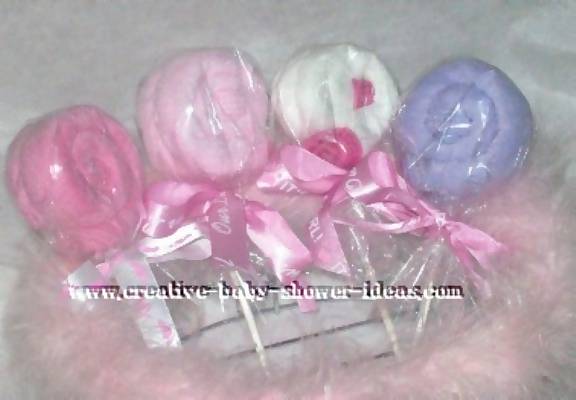 girl washcloth lollipops