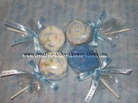 boy washcloth lollipops