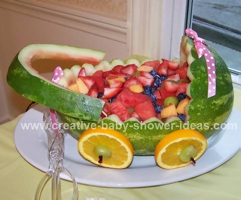 how to make a watermelon baby carriage with baby inside