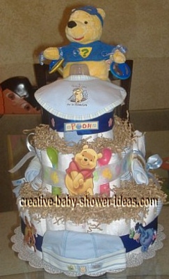 super hero winnie the pooh diaper cake