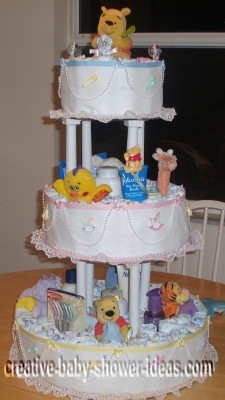 elegant cake pillars winnie the pooh diaper cake