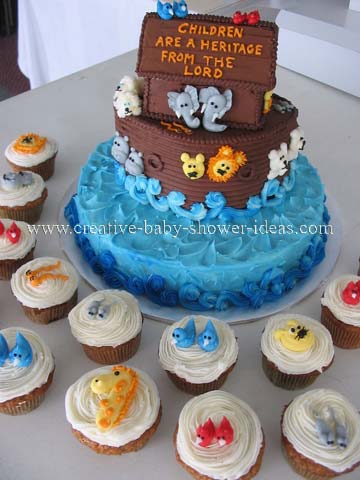 noahs ark baby cake and cupcake animals