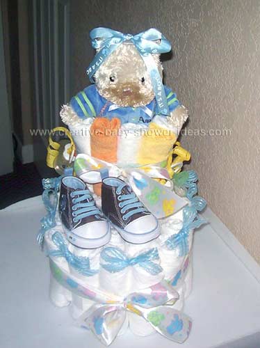 3 layer baby bootie with teddy bear and baby sneakers