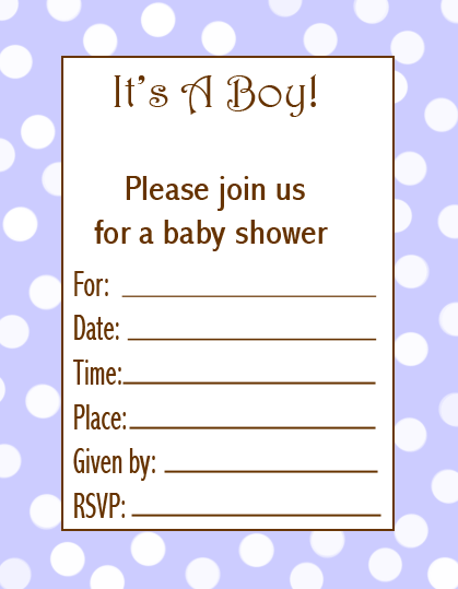 blue and white polka dot baby boy invitations