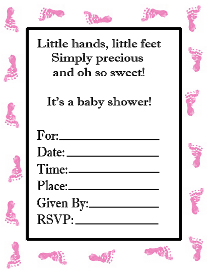 pink baby shower footprint invitations