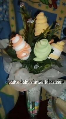 yellow and green baby sock roses