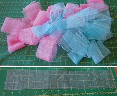 pile of cut strips for making a baby tutu