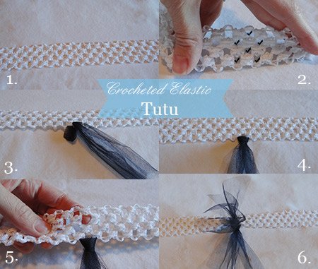 step by step photos on how to make a baby tutu using a crocheted elastic waistband