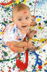 messy baby painting