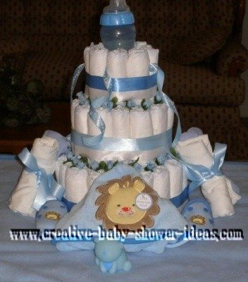 boy and bottle diaper cake