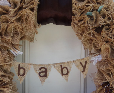burlap baby shower wreath