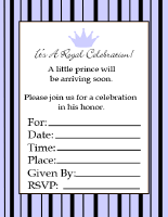 black and blue striped printable prince baby shower invitations