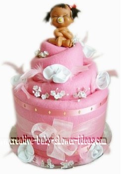 pink blanket baby doll diaper cake