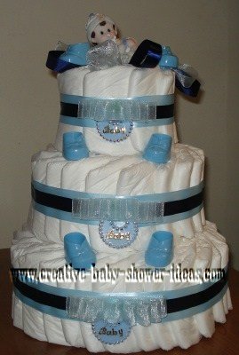 blue doll diaper cake