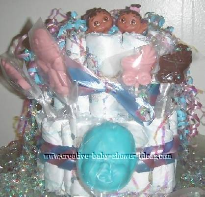 twin chocolate lollipops diaper cake