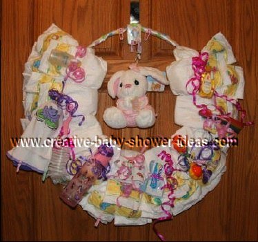 girl bunny diaper wreath