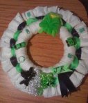 lime green and black diaper wreath