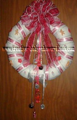 baby shower diaper wreath red and siver disco ball diaper wreath