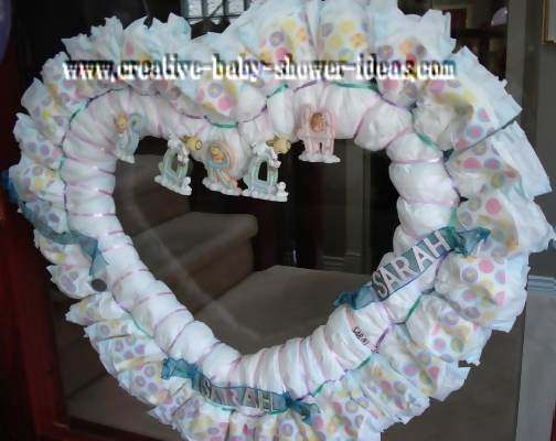 heart shaped diaper wreath