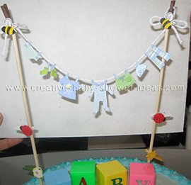 closeup of clothesline baby cake